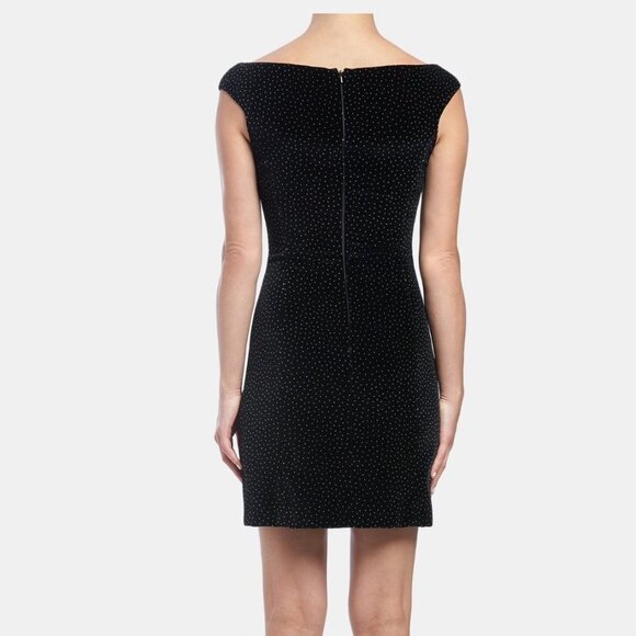 Theory Off The Shoulder Dress in Dotted Velvet Black and White Womens Size 2 - Picture 3 of 6